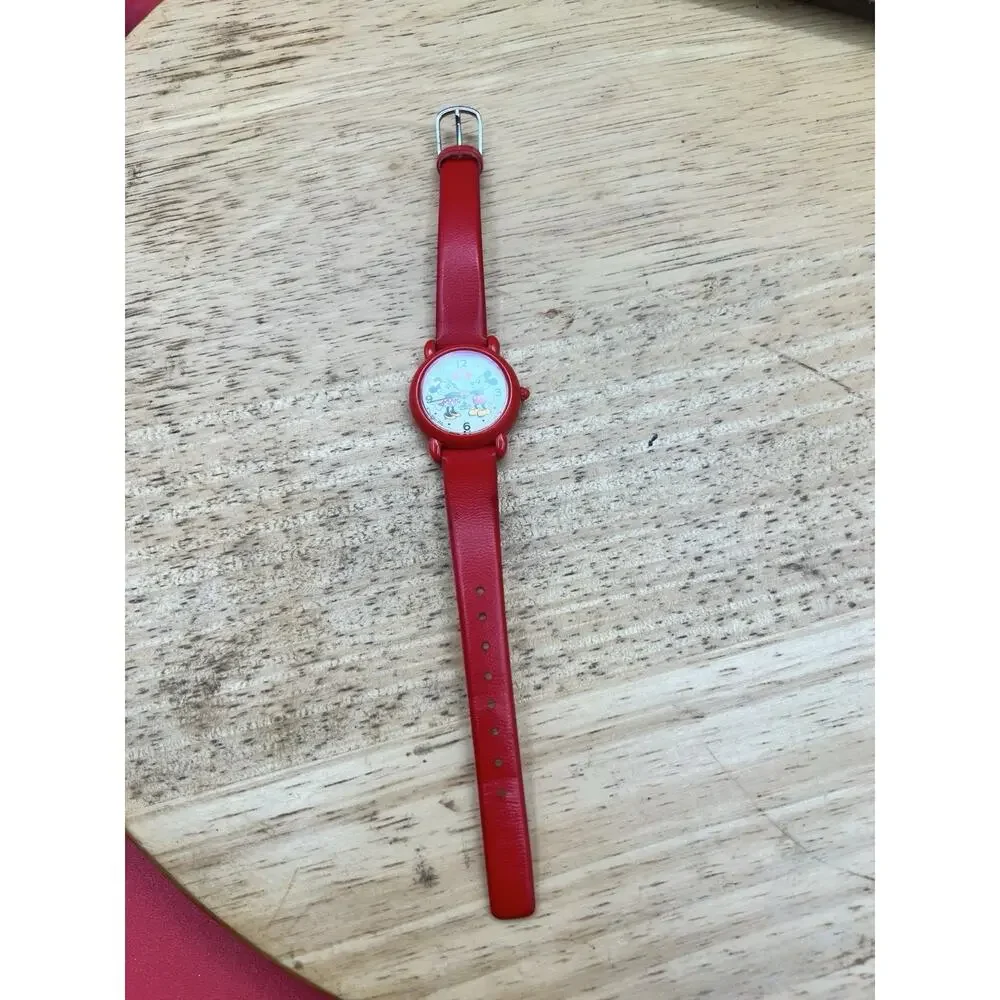 Vintage Disney Mickey Mouse & Minney Watch Lorus Quartz Faux Leather New Battery